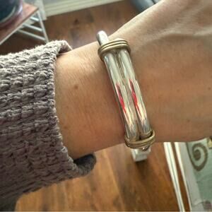 Taxco 925 Sterling Silver & Brass Cuff Bracelet